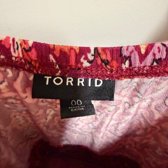 Torrid Midi Super Soft Tiered Dress Multi Medallion Magenta Purple Cream 10 00 - Picture 8 of 10